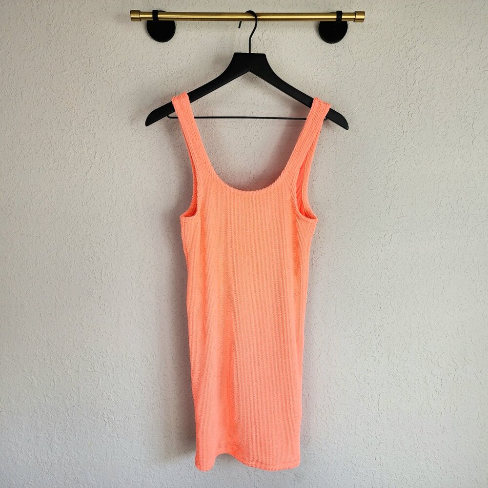 Araminta James M Apricot Orange Bella Donna Crinkle Textured Beach Mini Dress